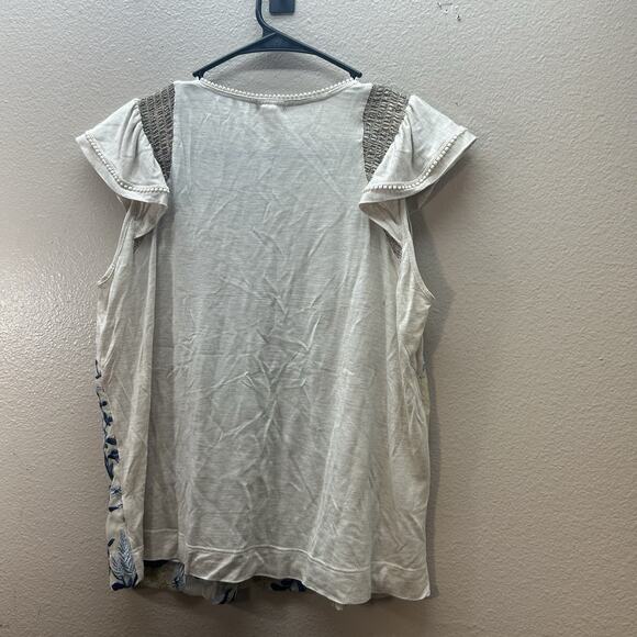 Tiny Anthropologie Embroidered Blouse Top Size Small Boho Floral Flutter Sleeves - Picture 4 of 5